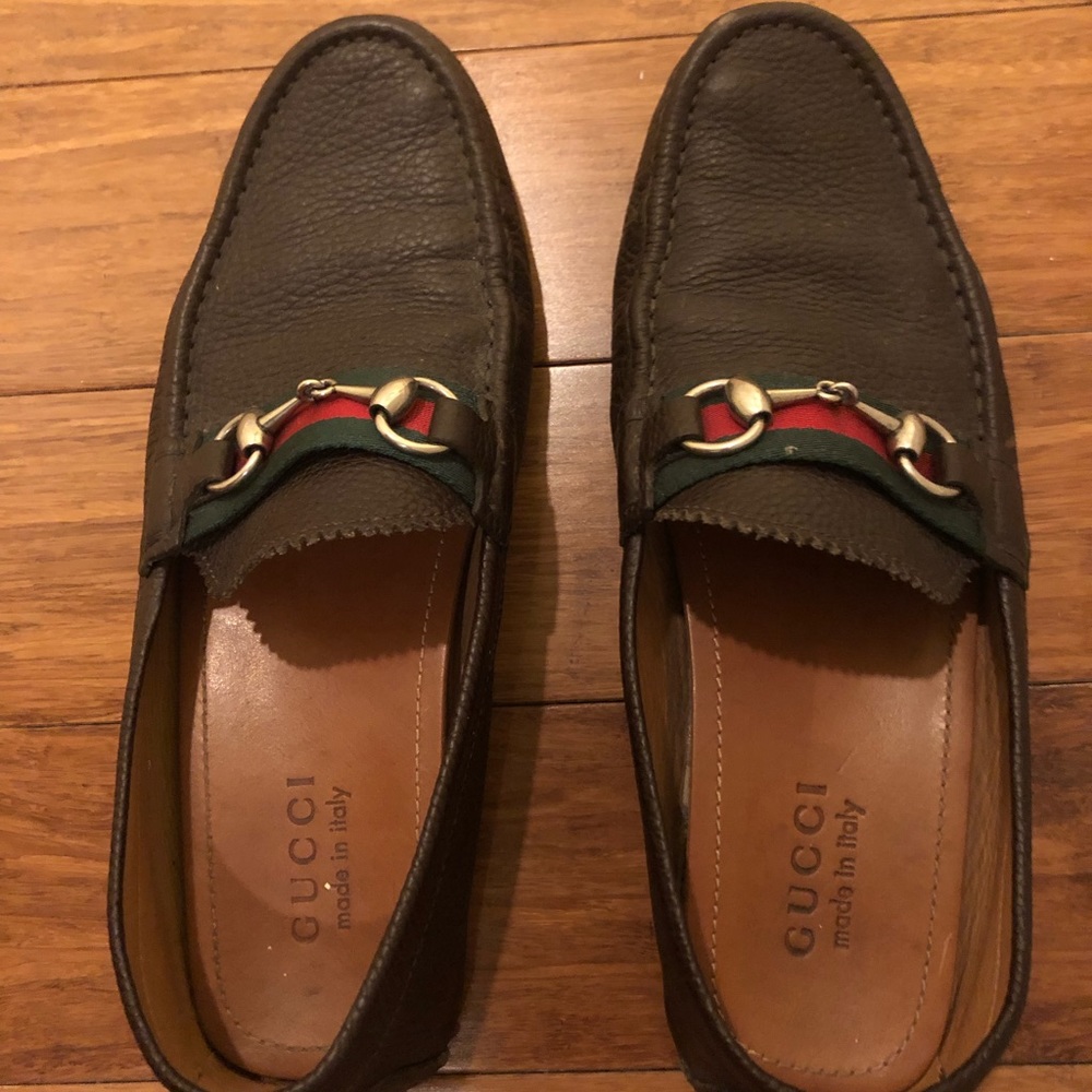 Mens Gucci Leather Driver in Brown